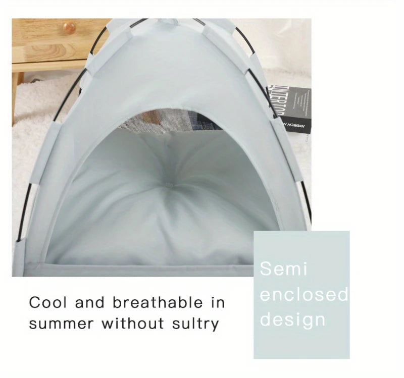 Foldable Pet Tent Bed Removable Cat Sofa Basket Canvas Semi-enclosed Cat House Hut Cat Sleeping Bed for Room Decor Pet Supplies