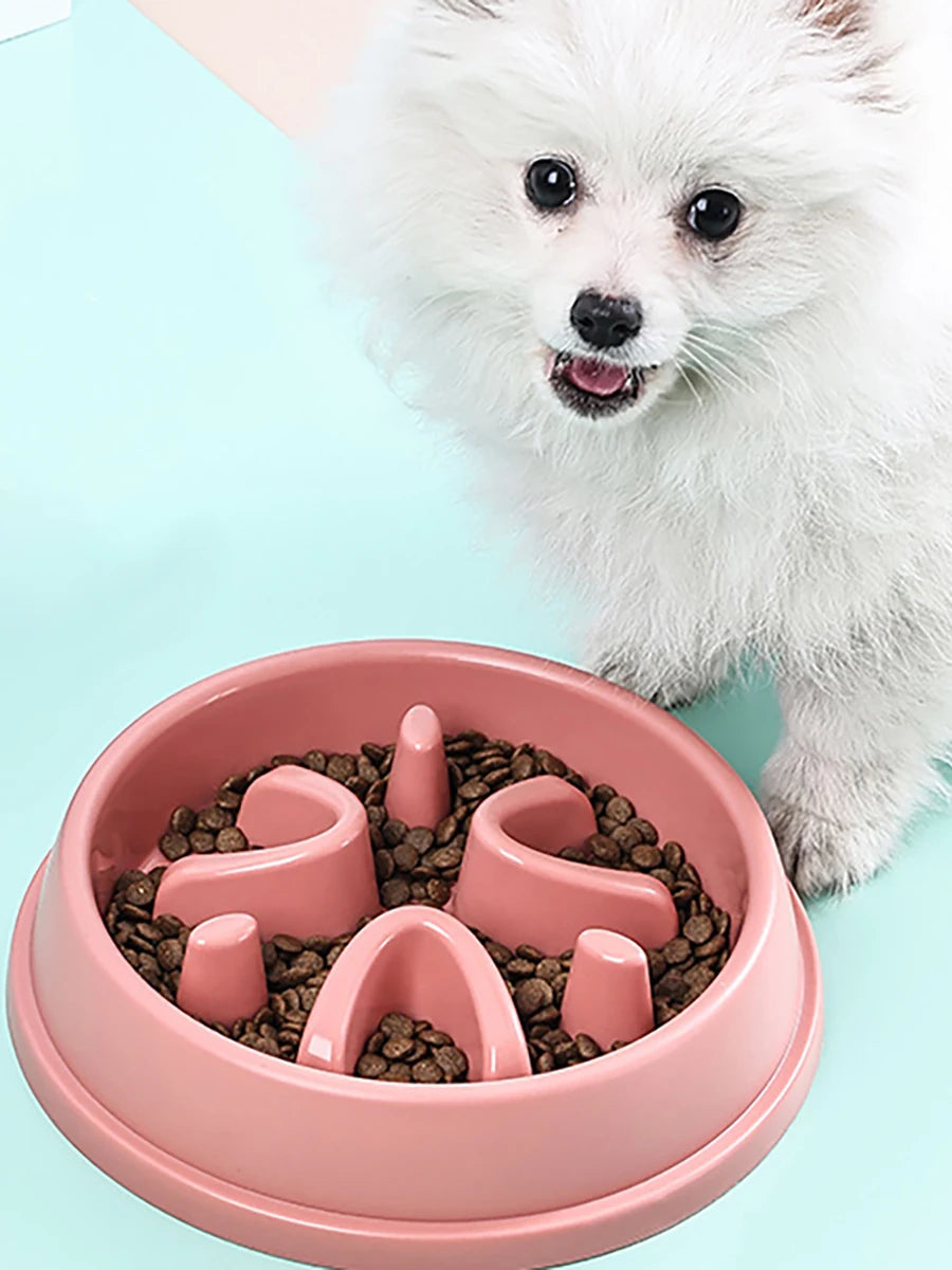 Anti-Choke Slow Feeder Pet Bowl for Dogs & Cats - Safe Eating, Durable Plastic, Essential Daily Accessory