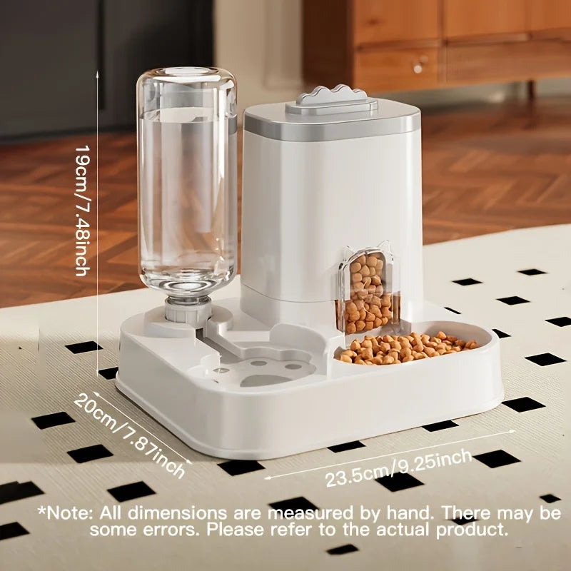 1 dispensador y comedero automático de agua para gatos por gravedad, a prueba de derrames, gran capacidad, diseño de una pieza