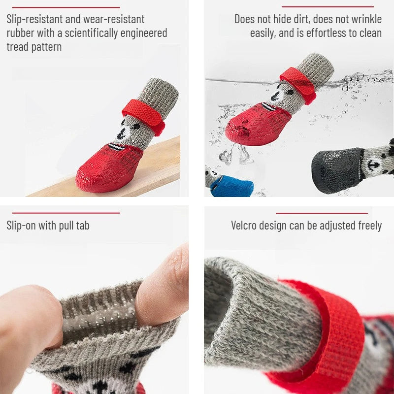 Pet Dog Shoes Waterproof Warm Dog Boots Non Slip Paw Protector Shoes for Small Dogs Cats Outdoor Walking Daily Wear Pet Footwear