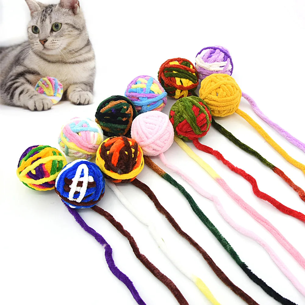 Pet Cat Toys Are Self Entertaining Chew and Tease Cats Toy Balls Colored Wool Balls Cat Supplies Fidget Toy for Pet Accessories