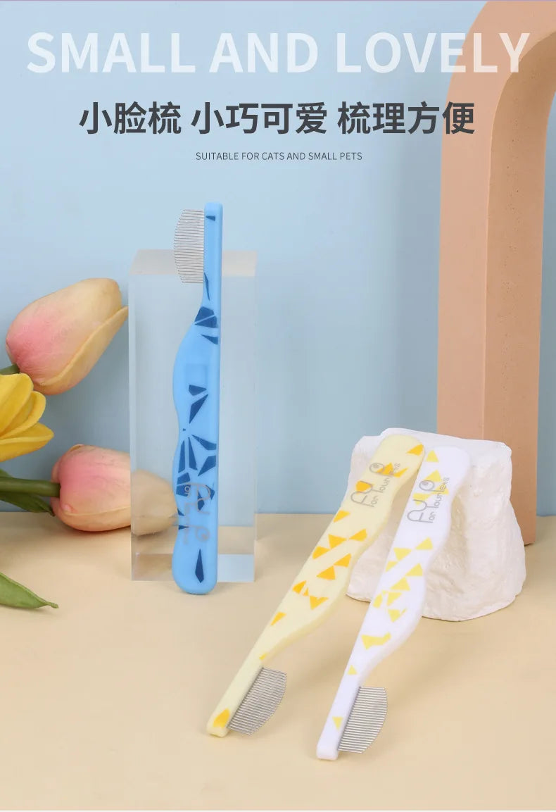 Small Breed Pet Grooming Comb Fine Tooth Flea Comb Trimming Face Mouth Hair for Cat Dog Pomeranian Teddy Poodle Daily Care Tool