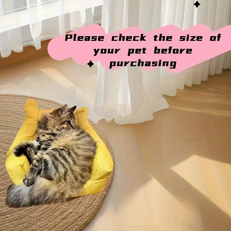 Cat Sofa Bed, Adorable Cartoon Pet Bed with Removable Washable Cover, Plush Cat Furniture for Indoor Cats Up To 6 Lbs (2.72kg)