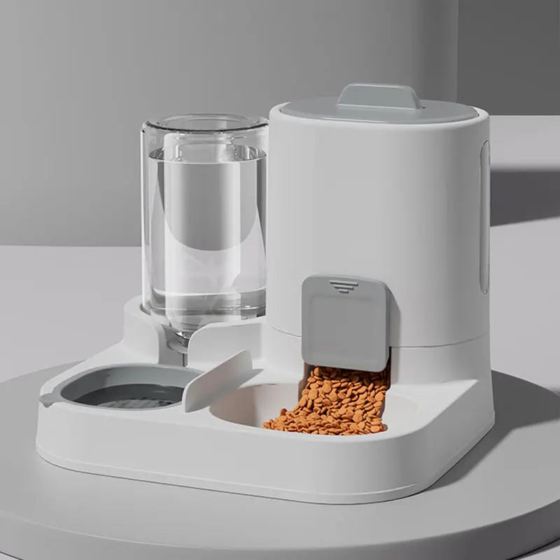 1 dispensador y comedero automático de agua para gatos por gravedad, a prueba de derrames, gran capacidad, diseño de una pieza