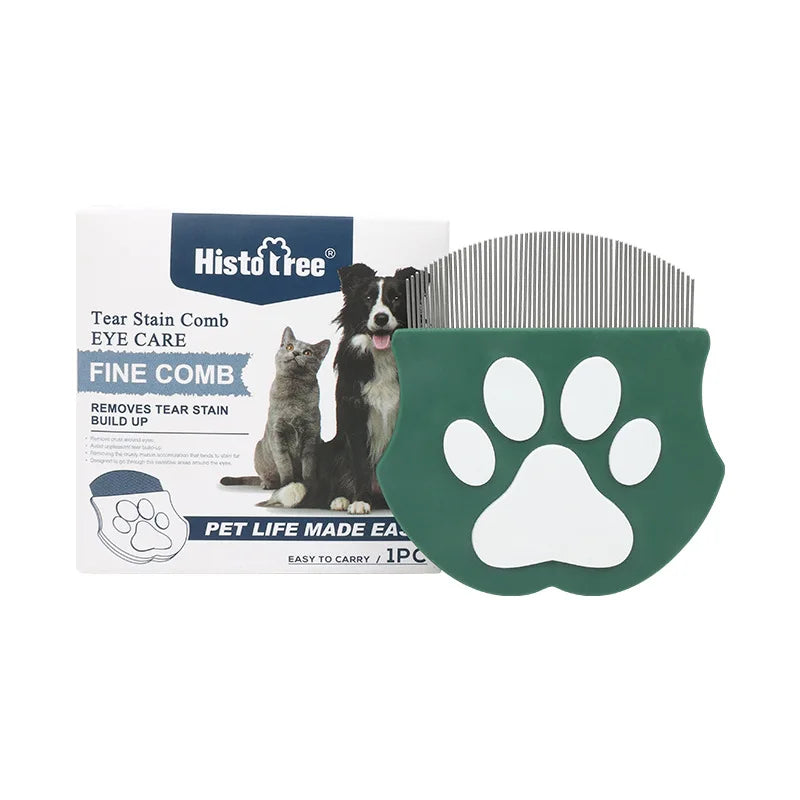 Pet Grooming Comb - Flea Comb for Cats & Dogs, Curved Design for Face & Body, Mini Detangling Brush for Pets