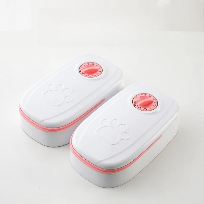 Pet Automatic Feeder Timed Quantification Separate Bowls for Dry Wet Feeding Easy to Clean Short-distance Travel Home Use