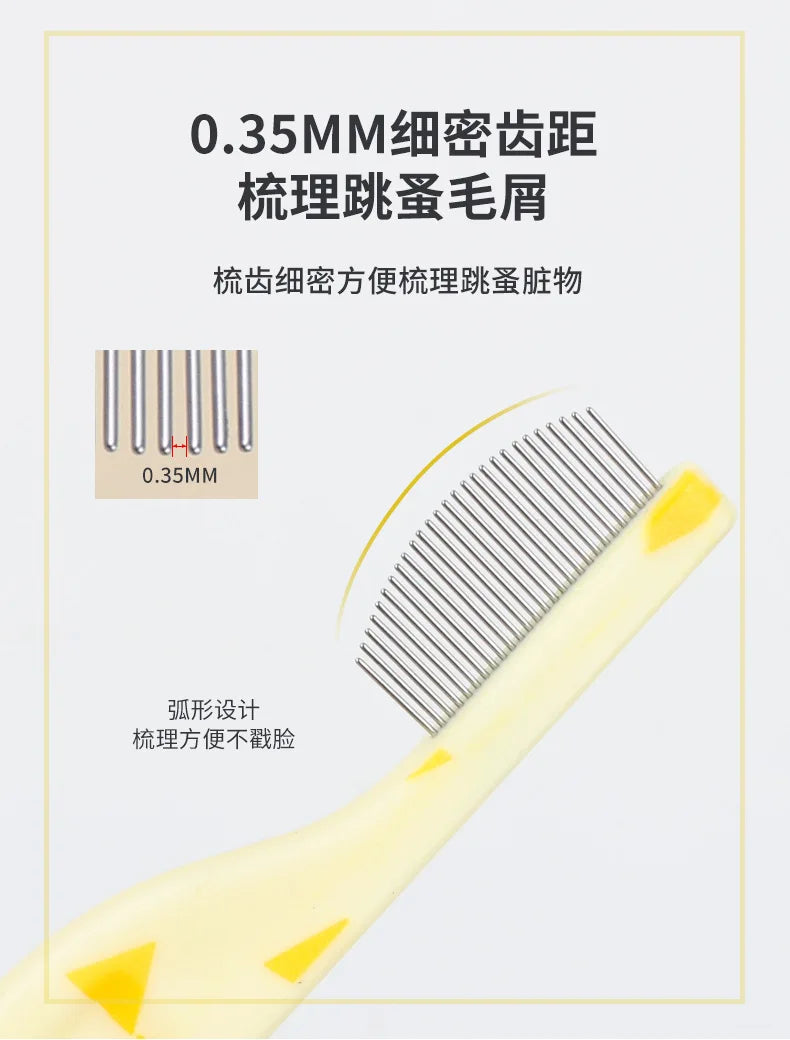 Small Breed Pet Grooming Comb Fine Tooth Flea Comb Trimming Face Mouth Hair for Cat Dog Pomeranian Teddy Poodle Daily Care Tool