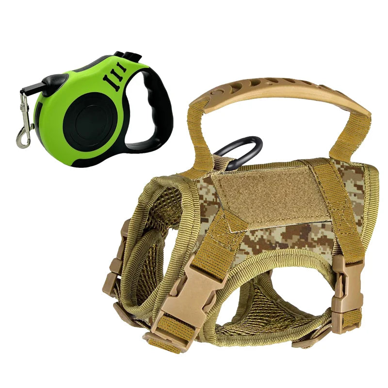 Cat Dog Vest Sling Set Retractable Rope Tactical Vest Breathable Pet Harness for Small and Medium Sized Dog Cat Outdoor Walking