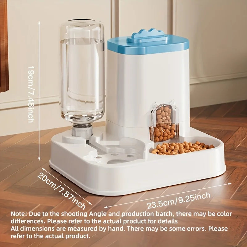 1 dispensador y comedero automático de agua para gatos por gravedad, a prueba de derrames, gran capacidad, diseño de una pieza