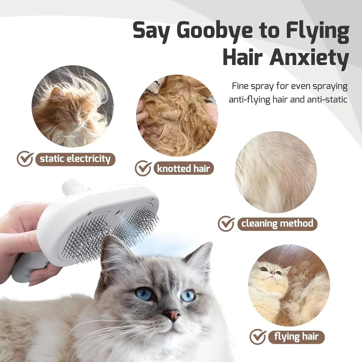 Pet Hair Remover & Spray Grooming Brush