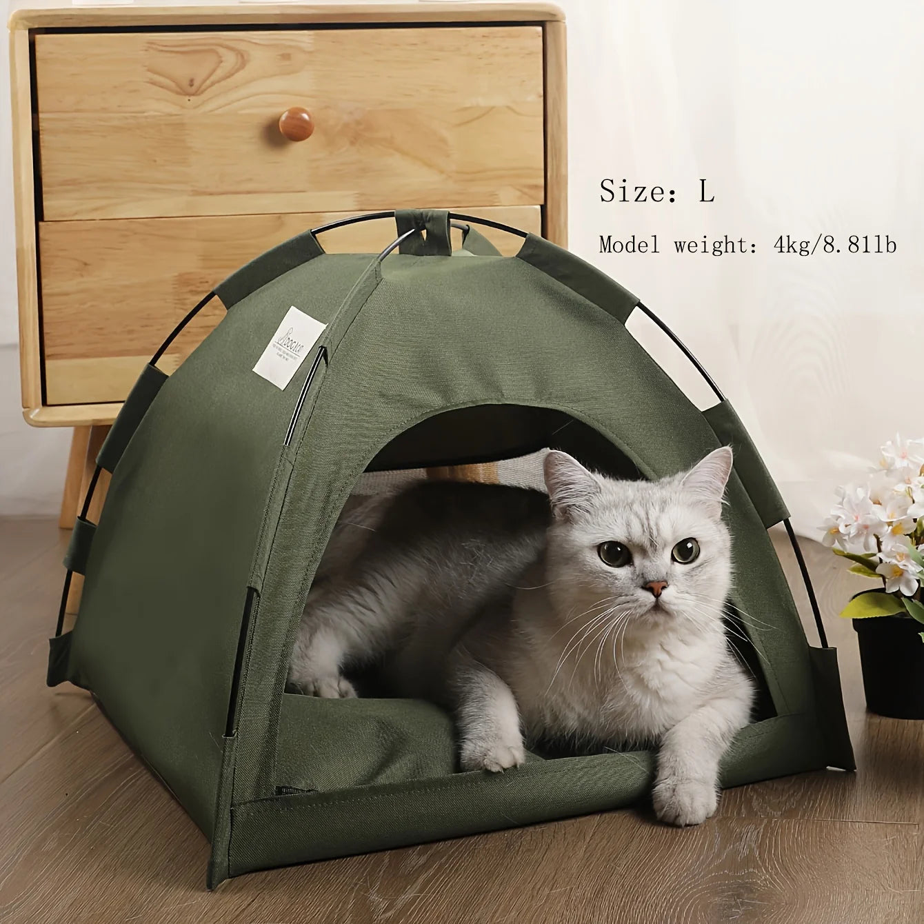 Foldable Pet Tent Bed Removable Cat Sofa Basket Canvas Semi-enclosed Cat House Hut Cat Sleeping Bed for Room Decor Pet Supplies