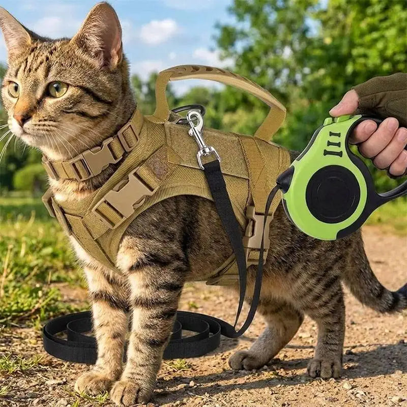 Cat Dog Vest Sling Set Retractable Rope Tactical Vest Breathable Pet Harness for Small and Medium Sized Dog Cat Outdoor Walking