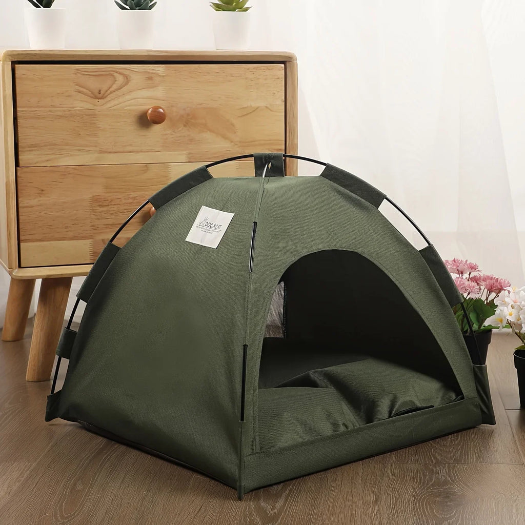 Foldable Pet Tent Bed Removable Cat Sofa Basket Canvas Semi-enclosed Cat House Hut Cat Sleeping Bed for Room Decor Pet Supplies