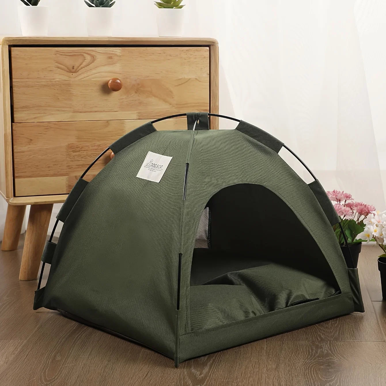 Foldable Pet Tent Bed Removable Cat Sofa Basket Canvas Semi-enclosed Cat House Hut Cat Sleeping Bed for Room Decor Pet Supplies