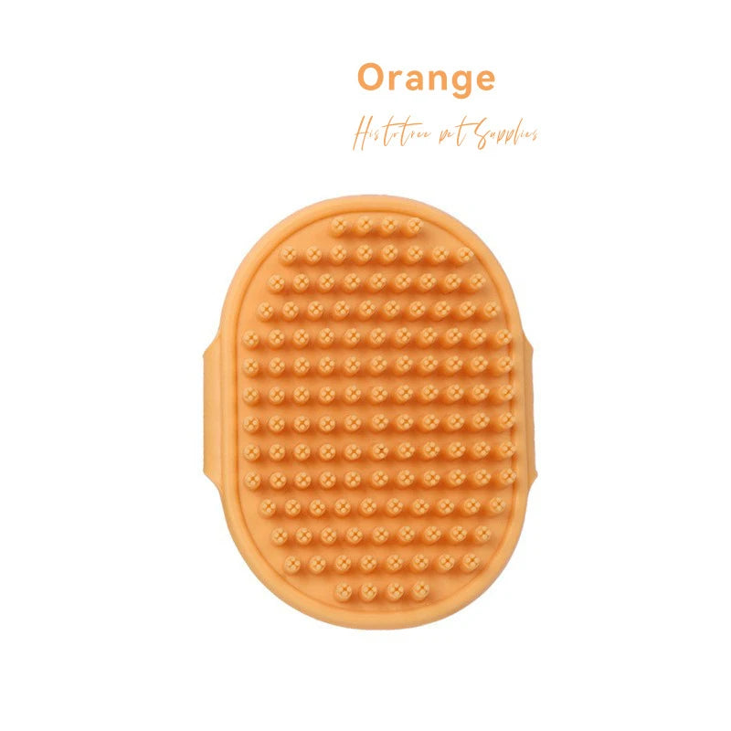 Cat Grooming Comb Dog Bath Brush Pet Grooming Shedding Soothing Massage Rubber Bristles Comb with Adjustable Ring Handle