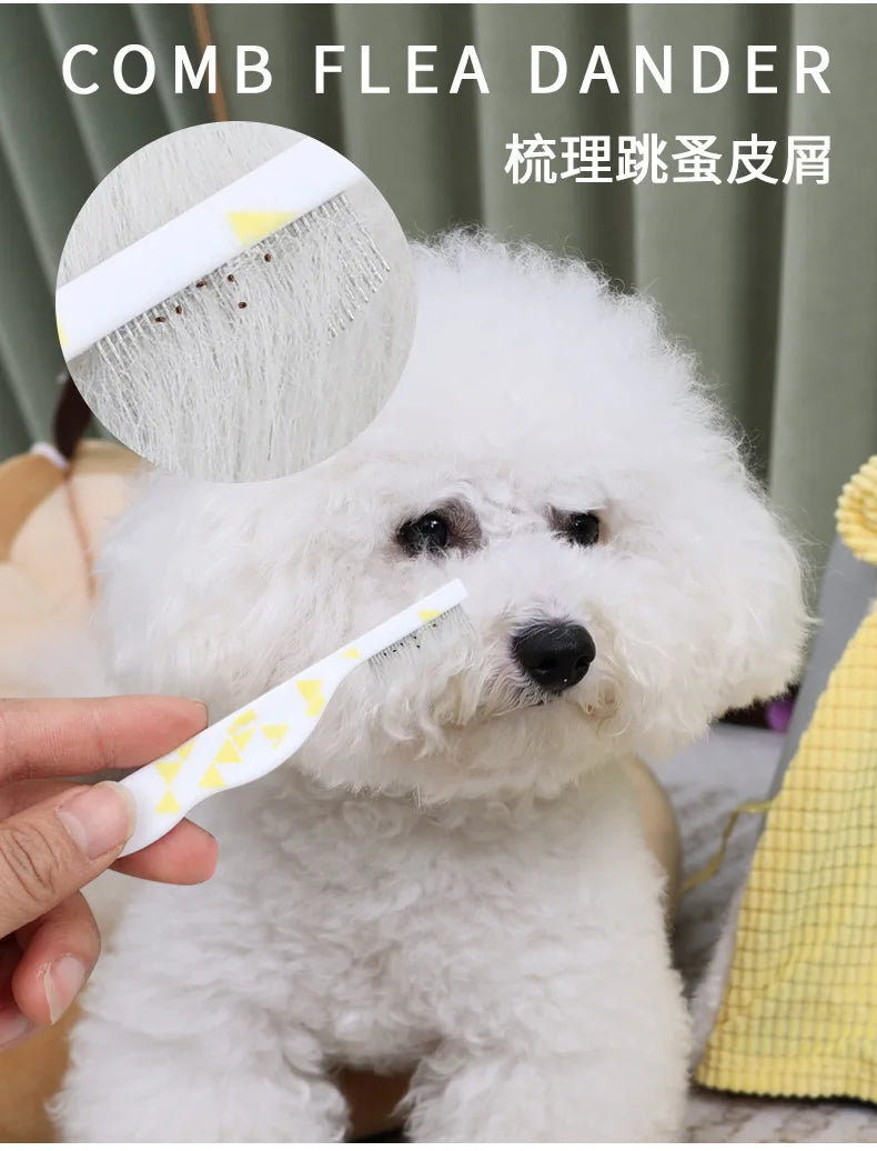 Small Breed Pet Grooming Comb Fine Tooth Flea Comb Trimming Face Mouth Hair for Cat Dog Pomeranian Teddy Poodle Daily Care Tool