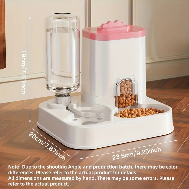 1 dispensador y comedero automático de agua para gatos por gravedad, a prueba de derrames, gran capacidad, diseño de una pieza
