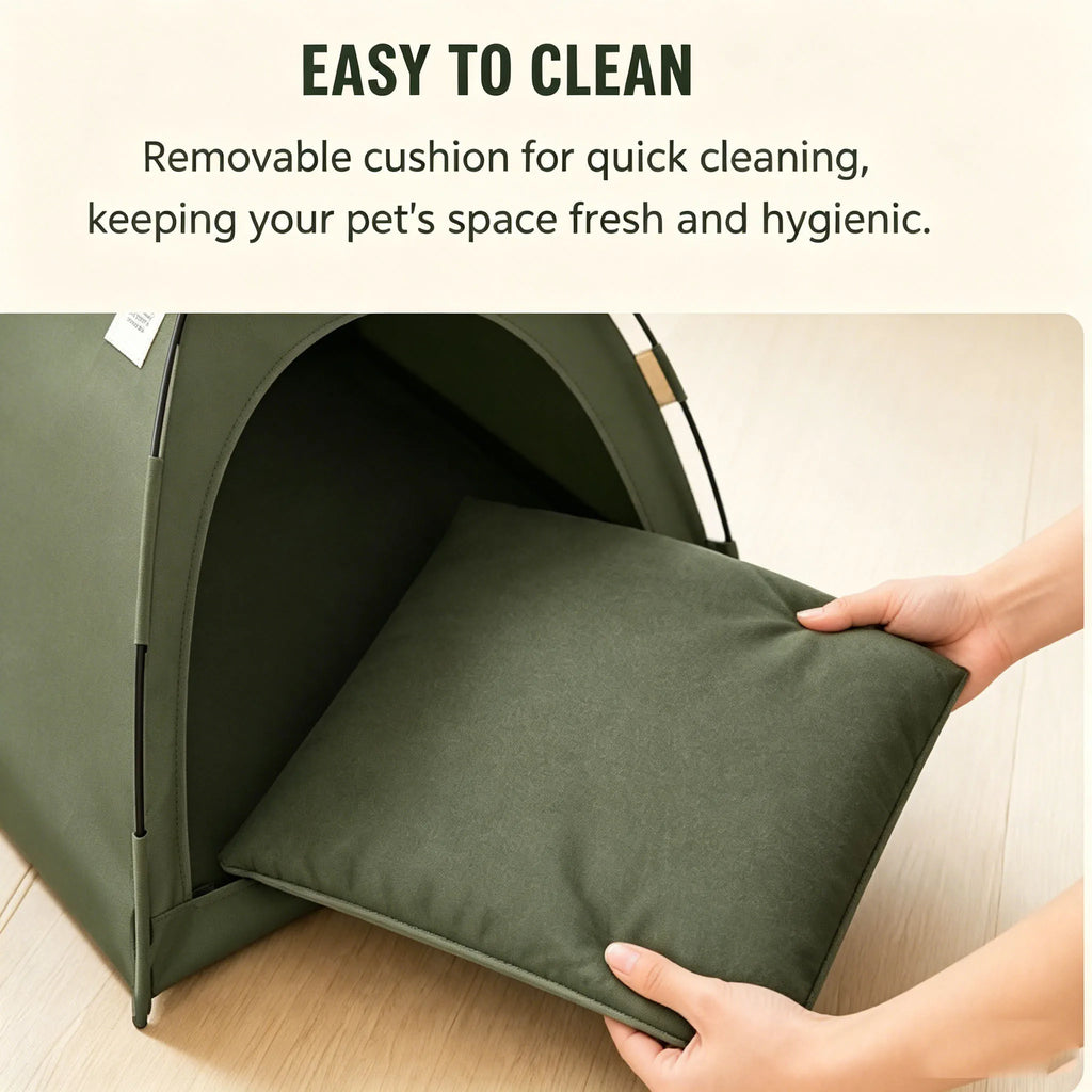 Foldable Pet Tent Bed Removable Cat Sofa Basket Canvas Semi-enclosed Cat House Hut Cat Sleeping Bed for Room Decor Pet Supplies