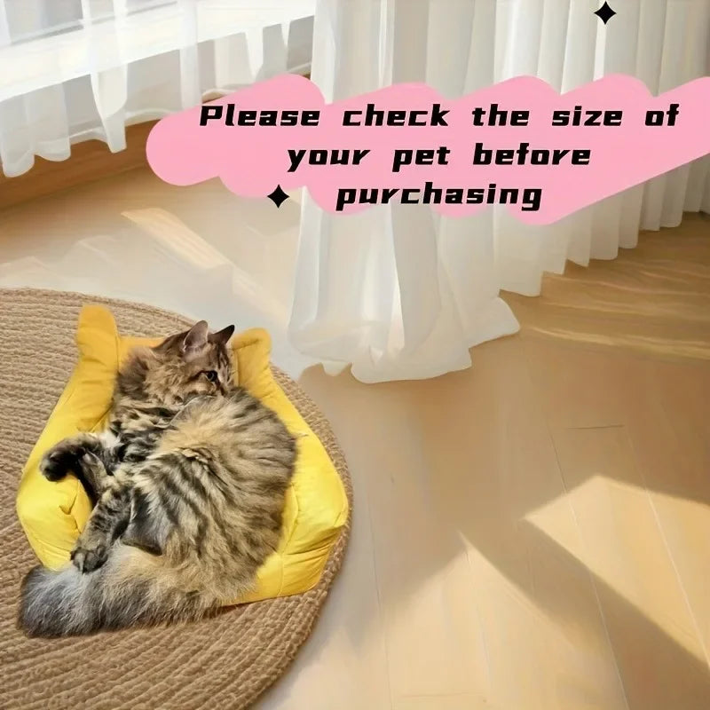 Cat Sofa Bed, Adorable Cartoon Pet Bed with Removable Washable Cover, Plush Cat Furniture for Indoor Cats Up To 6 Lbs (2.72kg)