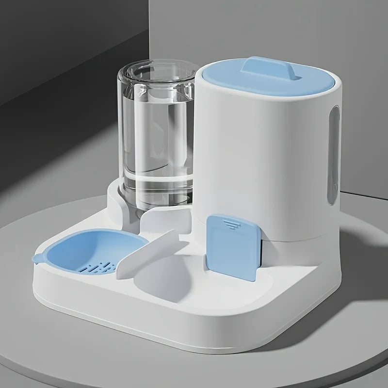 1 dispensador y comedero automático de agua para gatos por gravedad, a prueba de derrames, gran capacidad, diseño de una pieza