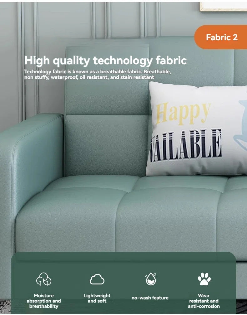 Stable Small Unit Sofa Bed, Foldable Dual-purpose Double Bed, Home Office Nap, Three Person Sofa, Leisure Fabric, Lazy Sofa