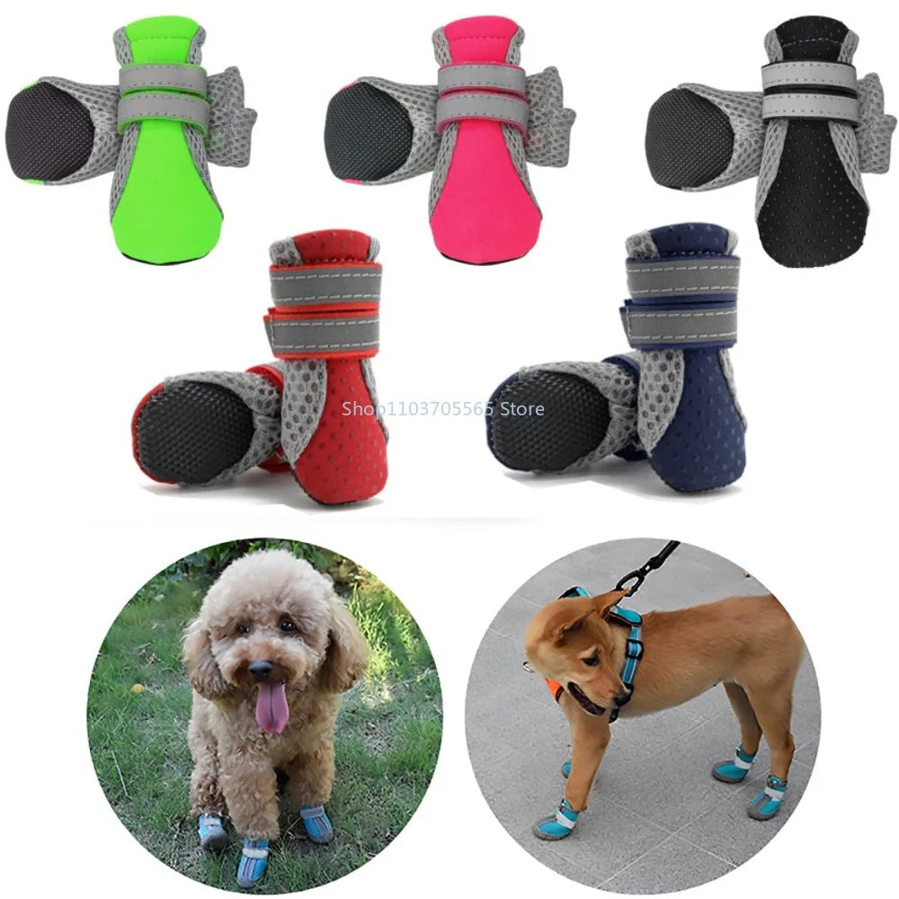 Breathable Pet Dog Shoes Waterproof Outdoor Walking Net Soft Summer Pet Shoes Night Safe Reflective Boots For Small Medium Dogs