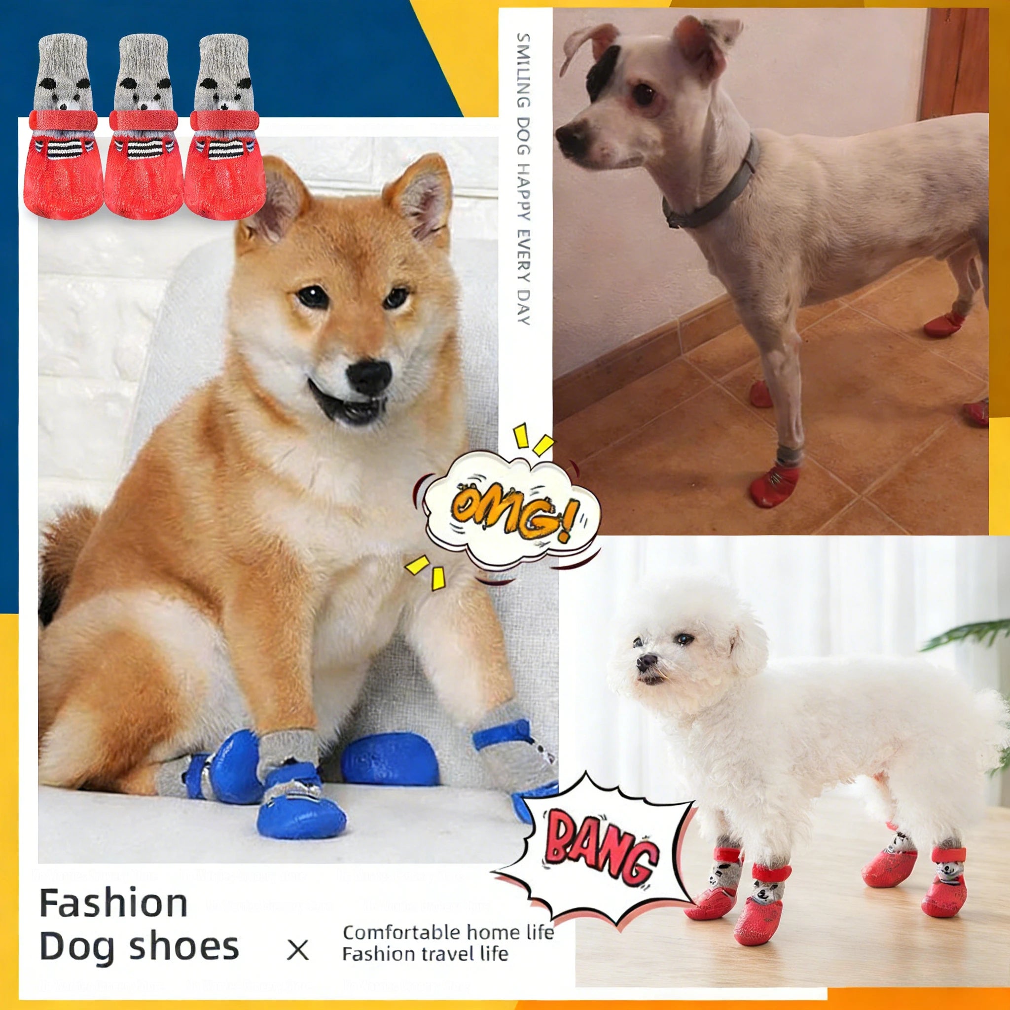 Pet Dog Shoes Waterproof Warm Dog Boots Non Slip Paw Protector Shoes for Small Dogs Cats Outdoor Walking Daily Wear Pet Footwear