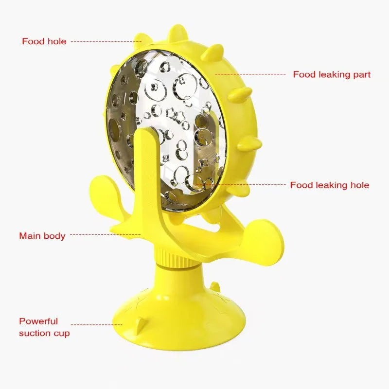 Cat and dog pet toys, feeding devices, windmill turntable food dispensers, cat-entertaining interactive toys
