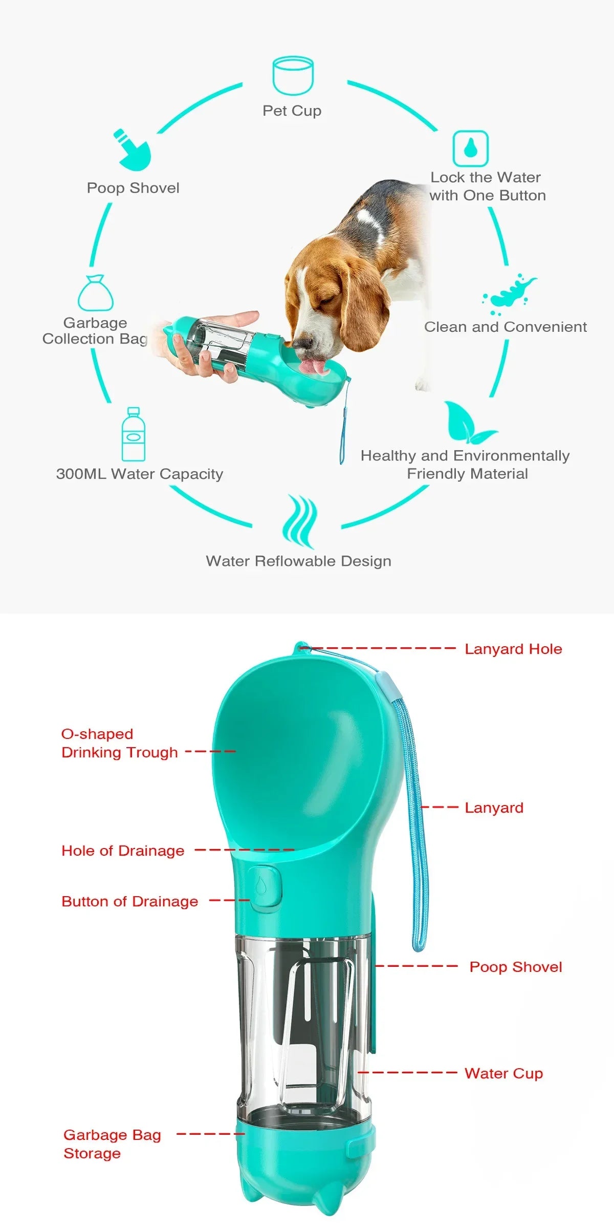 Portable Outdoor Dog Feeder with Popular Drinking Cup Essential Pet Necessity for Daily Use