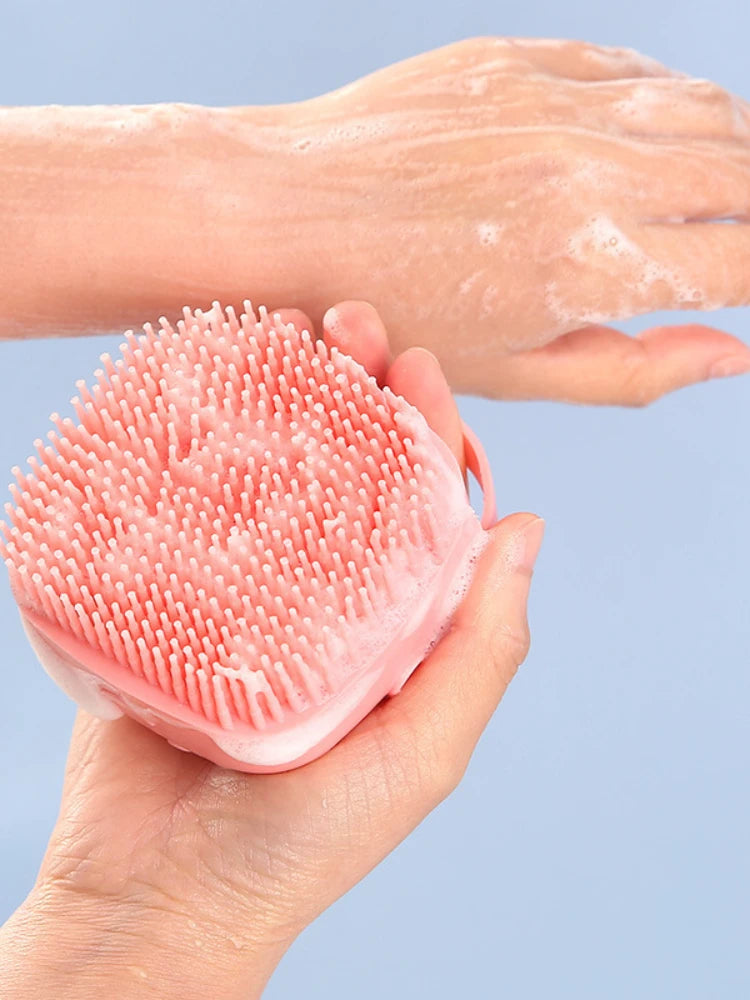 Pet Grooming Bath Massage Brush With Soap And Shampoo Dispenser, Soft Silicone Bristle For Long Short Haired Dogs Cats Shower