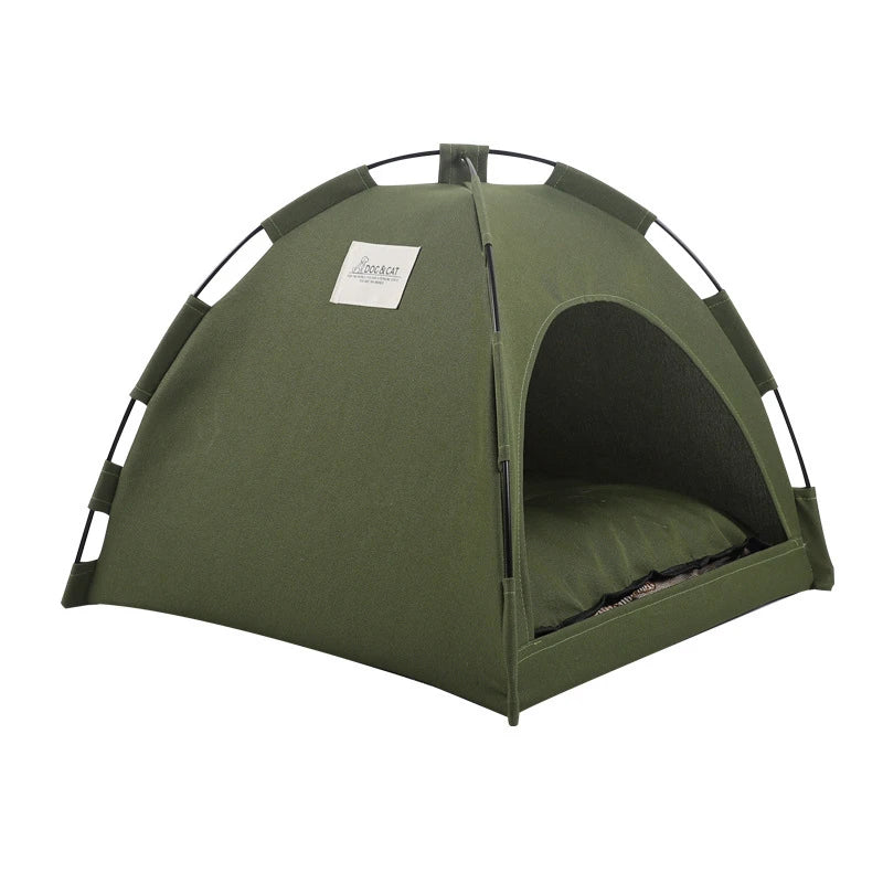 Foldable Pet Tent Bed Removable Cat Sofa Basket Canvas Semi-enclosed Cat House Hut Cat Sleeping Bed for Room Decor Pet Supplies