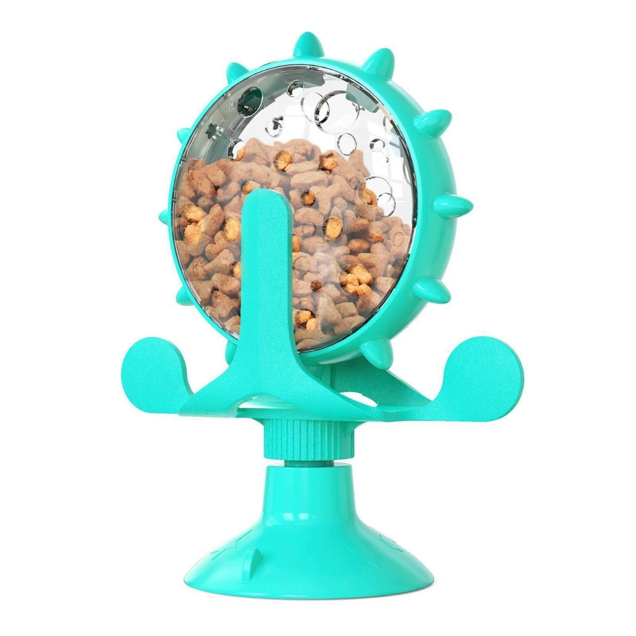 Cat and dog pet toys, feeding devices, windmill turntable food dispensers, cat-entertaining interactive toys