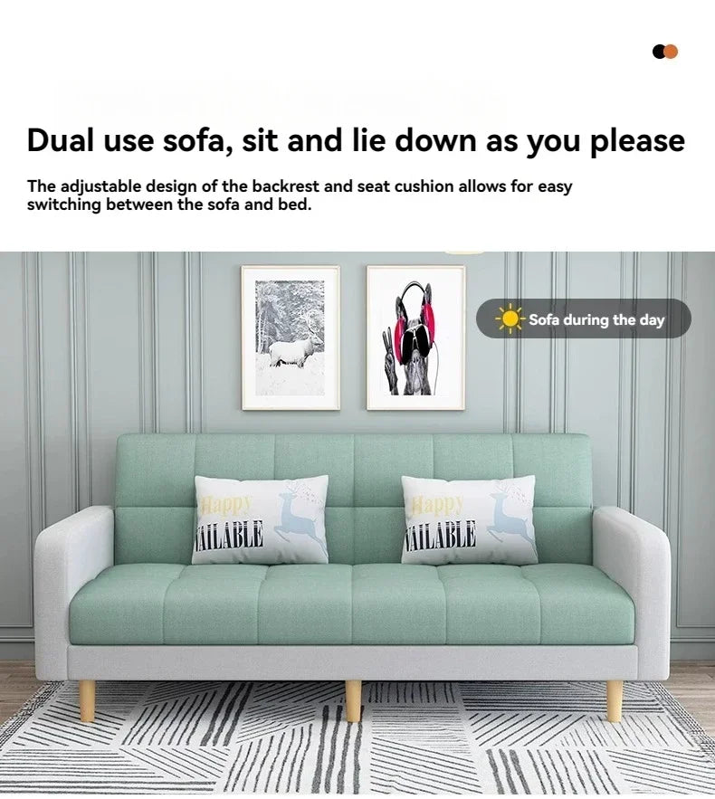 Stable Small Unit Sofa Bed, Foldable Dual-purpose Double Bed, Home Office Nap, Three Person Sofa, Leisure Fabric, Lazy Sofa