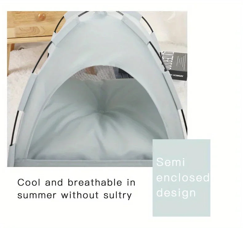 Foldable Pet Tent Bed Removable Cat Sofa Basket Canvas Semi-enclosed Cat House Hut Cat Sleeping Bed for Room Decor Pet Supplies